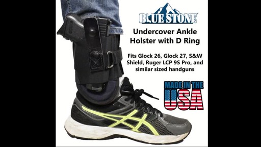 Blue Stone Safety D-Ring Lock Leather Ankle Holster Sub-Compact Pistols 9mm/.45 Caliber - image 3 from the video